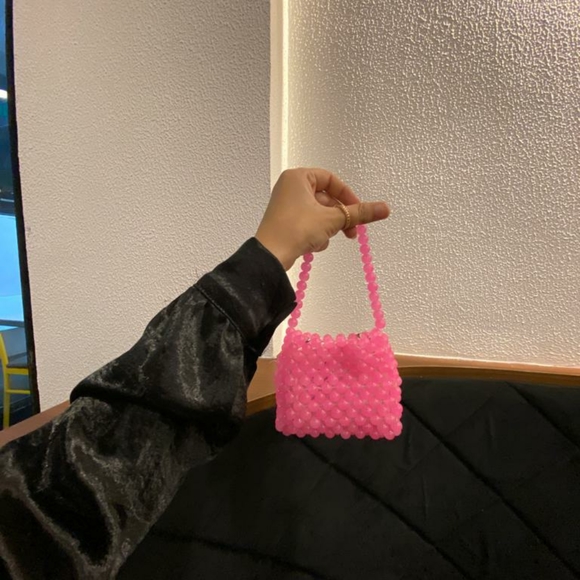 Handbags - Mini pink bead bag